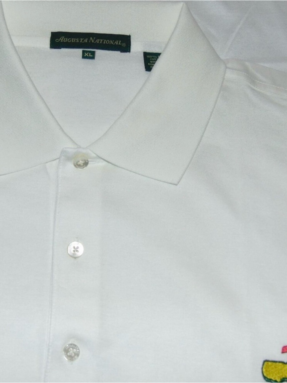 Augusta National White Polo Shirt - Classic Collared Button Polo